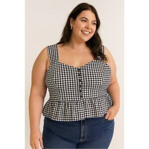Forever 21 Black White Gingham Plaid Crop Top Plus Size 3X Trendy Summer NWT